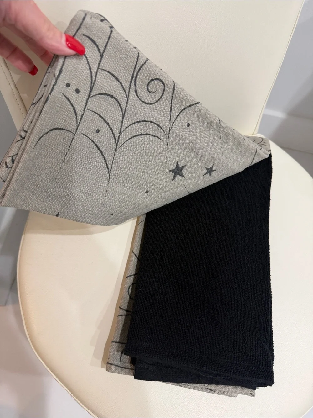 Johanna Parker Halloween Set of 3 Gray/Black/Orange Kitchen Towels